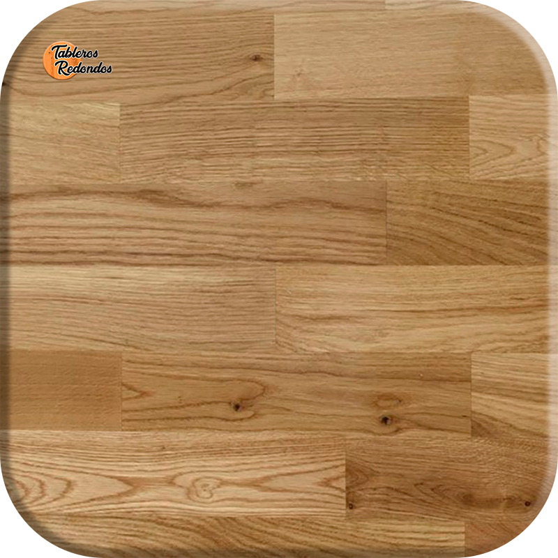 Tablero de Roble Macizo Alistonado con cuatro picos redondos