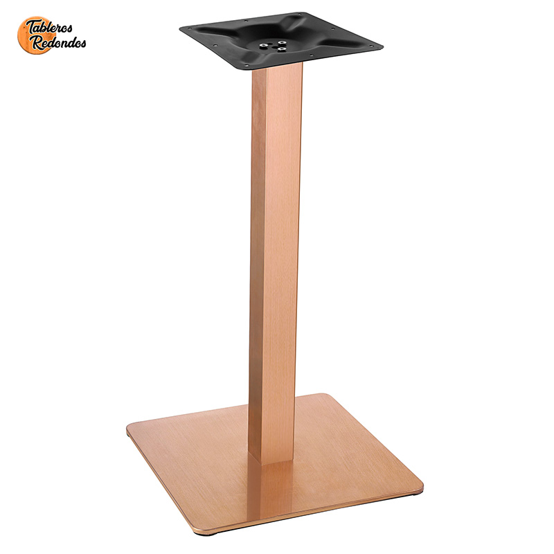 Pata para mesa de un solo pie en color cobre mate con base cuadrada