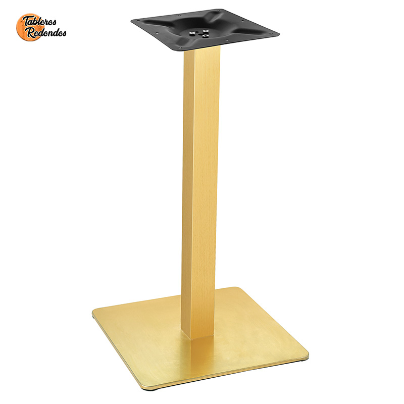Pata para mesa de un solo pie en color oro mate con base cuadrada