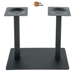 Pata para mesa de pie doble en color negro mate con base rectangular.