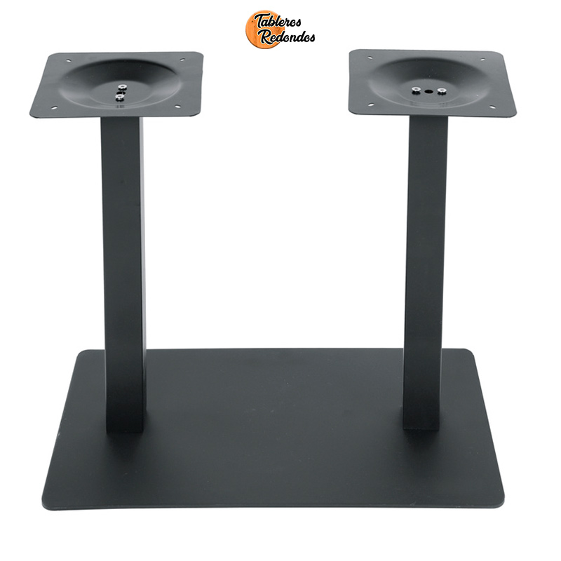 Pata para mesa de pie doble en color negro mate con base rectangular.