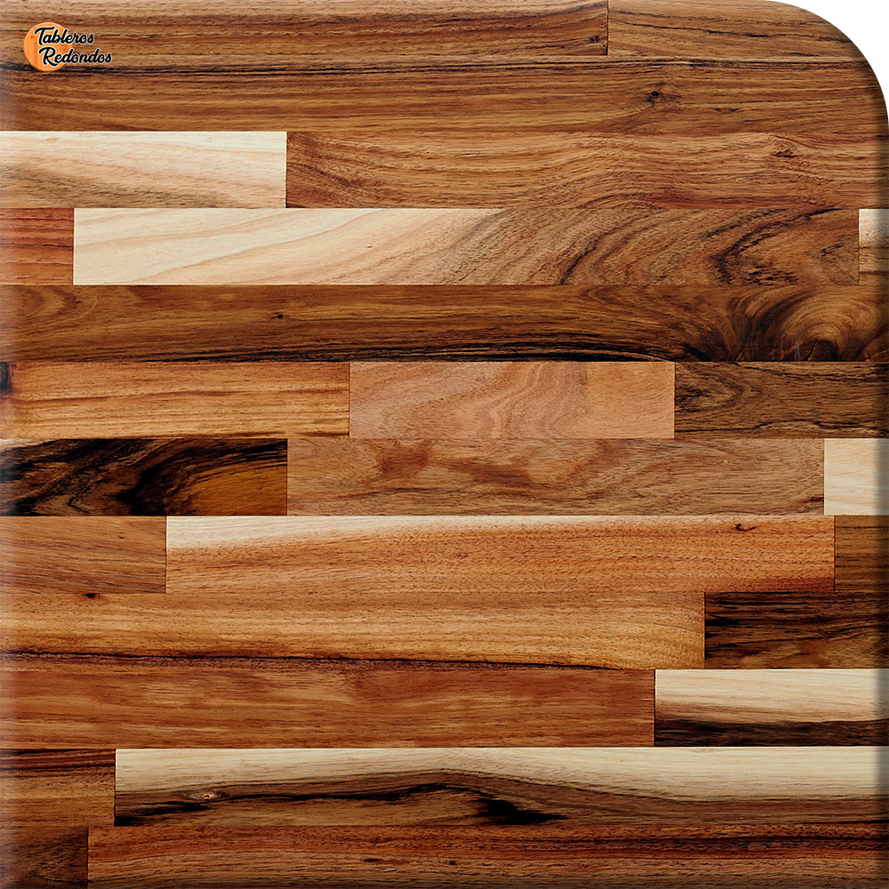 Tablero alistonado con un pico redondos de madera maciza de acacia